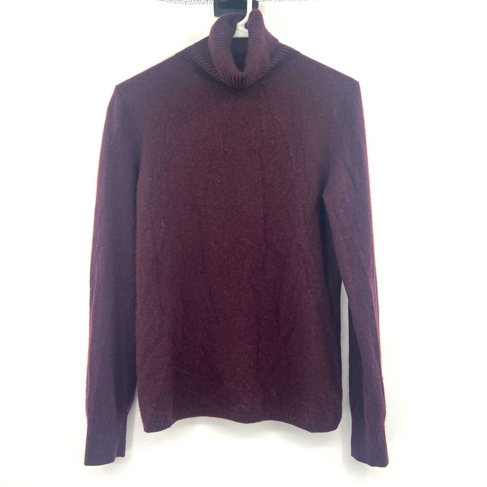 J.Crew 100% Cashmere Turtleneck Sweater Womens M Burgundy Maroon Pullover Soft